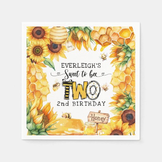 Zo lief om twee bloemen te zijn 2e verjaardag servet (Voorkant)