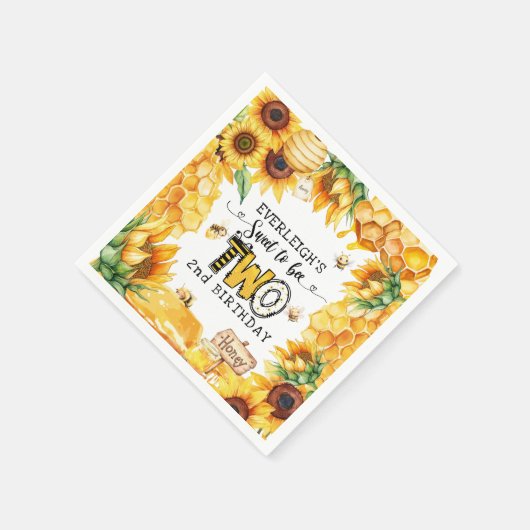 Zo lief om twee bloemen te zijn 2e verjaardag servet (Hoek)