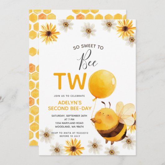 Zo lief om twee honing verjaardagsfeest te zijn kaart (Voorkant / Achterkant)