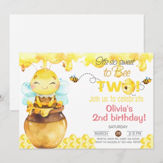 Zo lief om twee meisjes te zijn op de uitnodiging  (Voorkant / Achterkant)