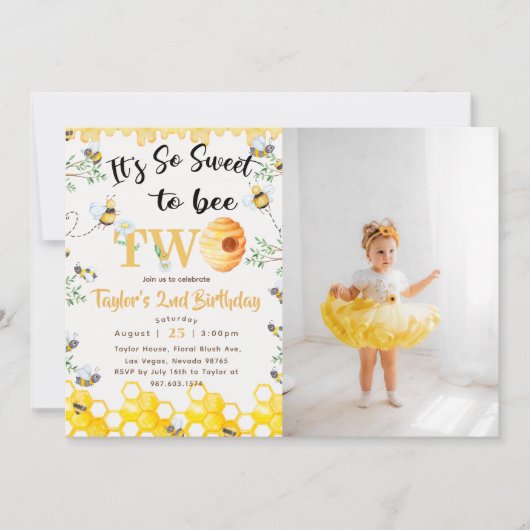 Zo lief om twee verjaardag foto uitnodiging te zij (Voorkant)