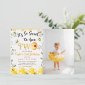 Zo lief om twee verjaardag foto uitnodiging te zij (Staand voorkant)