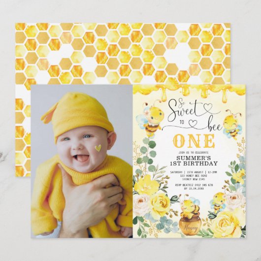 Zo lief voor bee Een Honeycomb Birthday Foto Kaart (Voorkant / Achterkant)