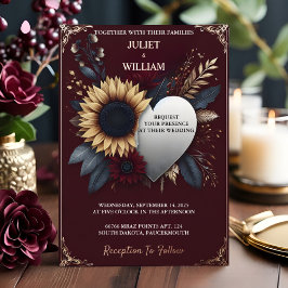 Zo Maroon Traditionele Herfst Paar Bourgondië Brui Folie Uitnodiging