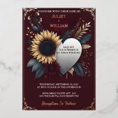 Zo Maroon Traditionele Herfst Paar Bourgondië Brui Folie Uitnodiging (Voorkant)