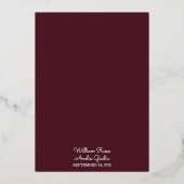 Zo Maroon Traditionele Herfst Paar Bourgondië Brui Folie Uitnodiging (Achterkant)