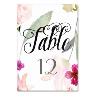 Zo mooi Waterverf Bloemen tafel nummer Kaart