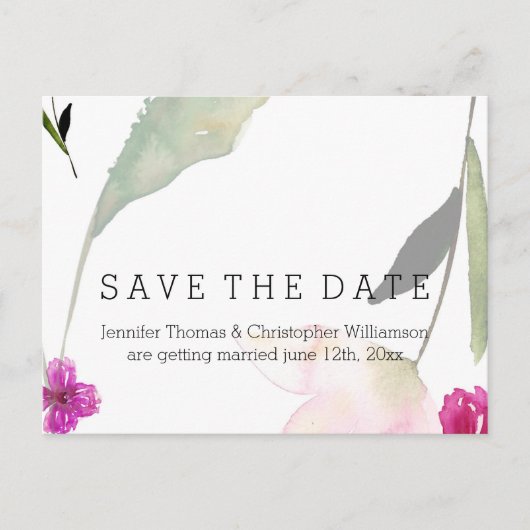 Zo mooie Waterverf Floral Save the Date Aankondigingskaart (Voorkant)