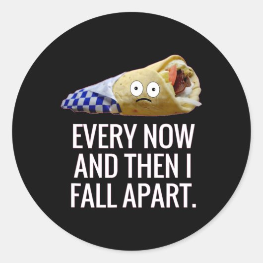 Zo nu en dan Herfst ik Gyro Greek Fun Foo uit elka Ronde Sticker (Voorkant)