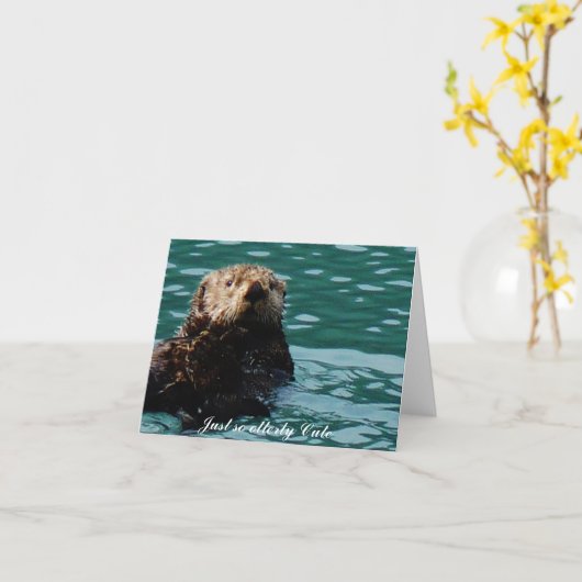 Zo Otterse Schattigee Zee Otter notecard Kaart (Gele Bloem)
