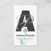 Zo oud! Monogram Blauwgroen Blauw Floral Roos Visitekaartje (Voorkant)