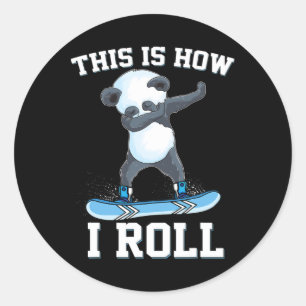 Zo rol ik dabbing panda snowboarden sneeuw ronde sticker