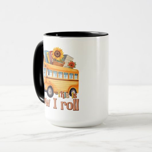 zo rol ik de bus van de school mok (Voorkant links)