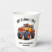 Zo rol ik Monster Truck Birthday Papieren Bekers (Achterkant)