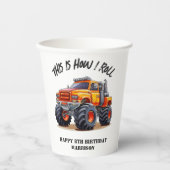 Zo rol ik Monster Truck Birthday Papieren Bekers (Voorkant)