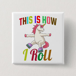 Zo Rol Ik - Roller Skating Eenhoorn Vierkante Button 5,1 Cm