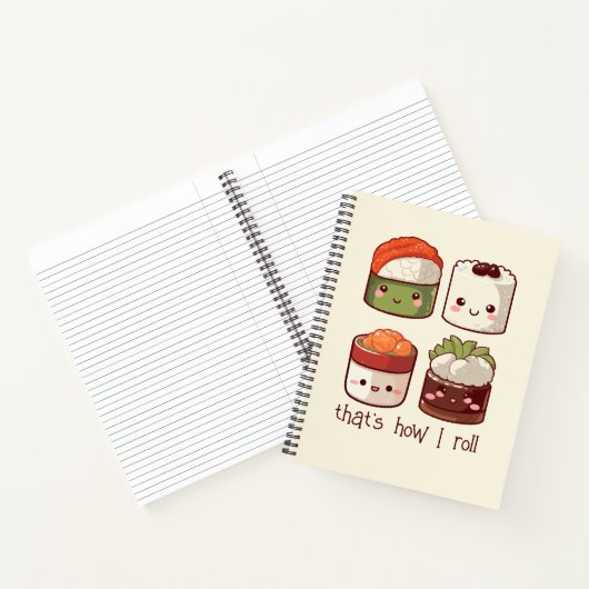 Zo rol ik Schattige Kawaii Sushi Notitieboek (Binnen)