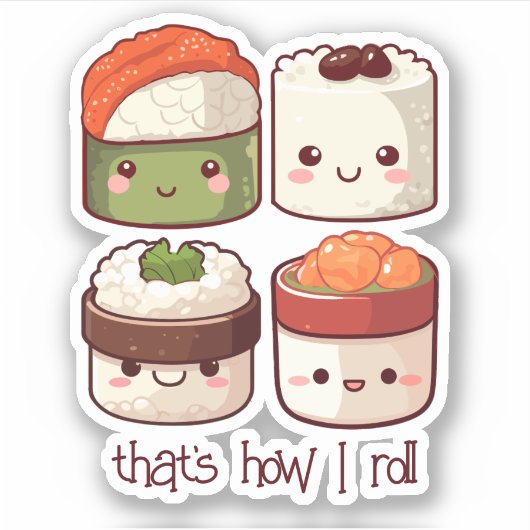 Zo rol ik Schattige Kawaii Sushi Sticker (Voorkant)