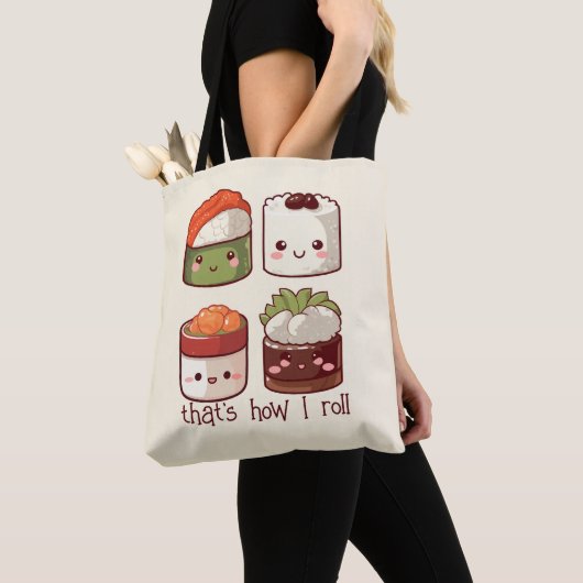 Zo rol ik Schattige Kawaii Sushi Tote Bag (Dichtbij)