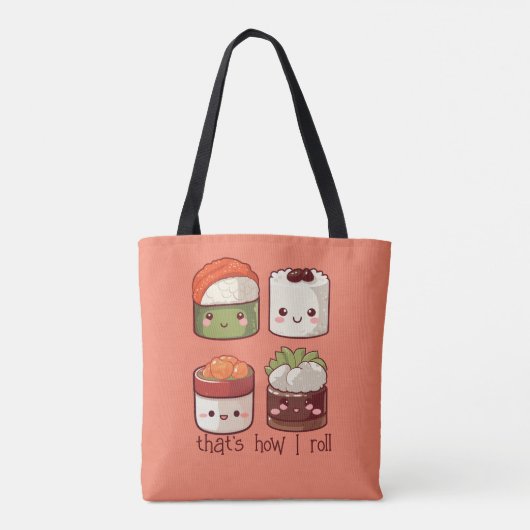 Zo rol ik Schattige Kawaii Sushi Tote Bag (Achterkant)