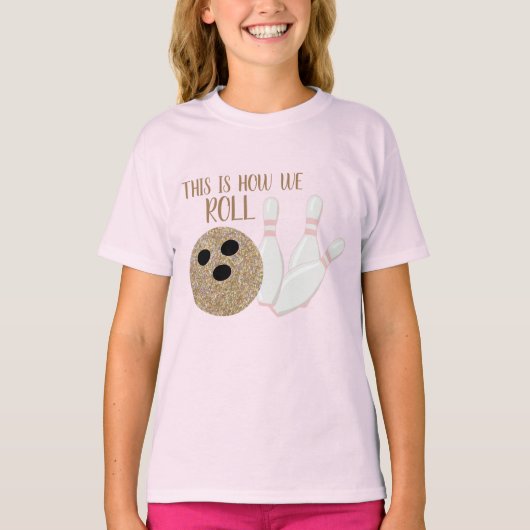 Zo rollen we bowlingverjaardagsclitter shirt (Voorkant)