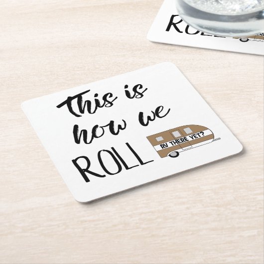 "Zo rollen we" Camper Kartonnen Onderzetters (Schuin)