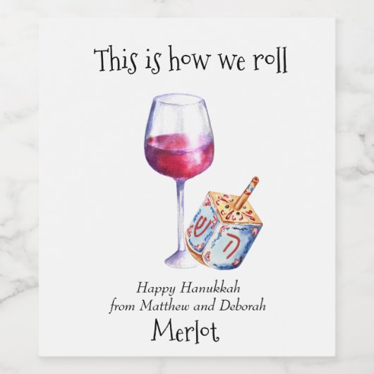 Zo rollen we Chanoeka Funny Gift Wine Wijn Etiket (Enkel label)