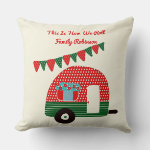Zo rollen we Red Green Campervan Retro Cute Kussen