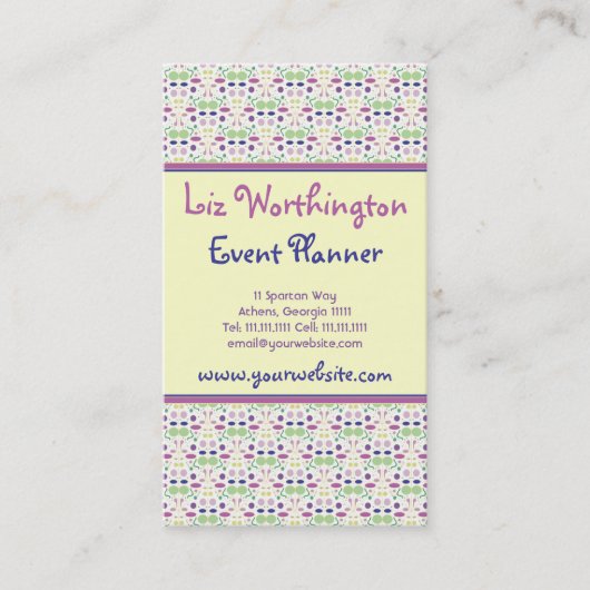 Zo  roze en Green Polka Dot Party Visitekaartje (Voorkant)
