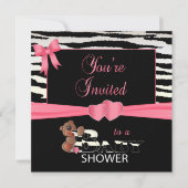 Zo  Roze en Zebra Strepen voor een Baby shower Kaart (Voorkant)