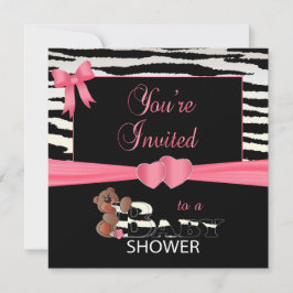 Zo  Roze en Zebra Strepen voor een Baby shower Kaart