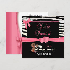 Zo  Roze en Zebra Strepen voor een Baby shower Kaart