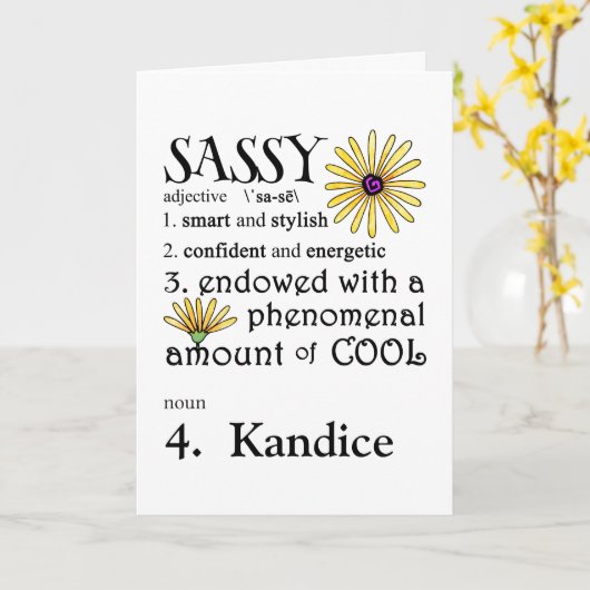 Zo Sassy pas het aan Verjaardag Kaart (Gele Bloem)