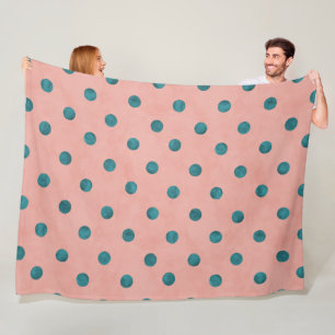 Zo schattig kleurend l Roze en blauwe polka stippe Fleece Deken