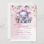 Zo schattig olifant kleine pinda pastel roze bloem kaart (Voorkant)