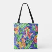 Zo schattig waterverf schilderij Vlinders Blauw Tote Bag (Achterkant)