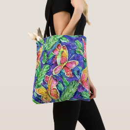 Zo schattig waterverf schilderij Vlinders Blauw Tote Bag