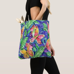Zo schattig waterverf schilderij Vlinders Blauw Tote Bag