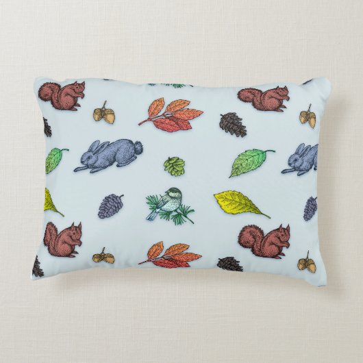 Zo Schattige bosdieren herfstflora Accent Kussen (Achterkant)