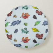 Zo Schattige bosdieren herfstflora Rond Kussen (Achterkant)