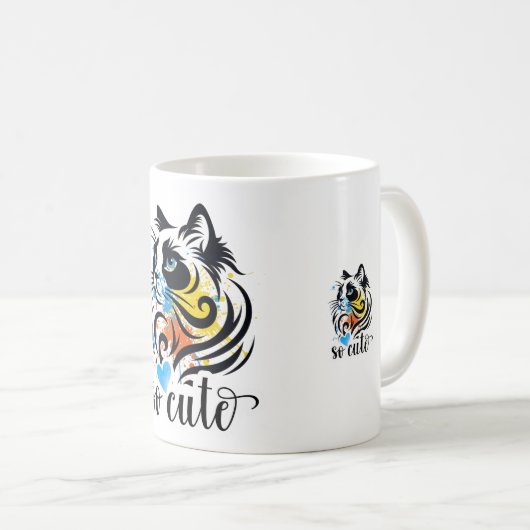 Zo Schattige Cat Splash – Kleurrijke Artistic Kat  Koffiemok (Voorkant rechts)