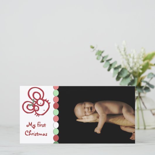 Zo Schattige kerstmuis mijn eerste kerst Feestdagenkaart (Staand voorkant)
