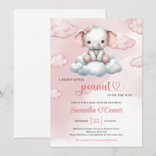 Zo Schattigee baby olifant op wolk kleine pinda Kaart (Voorkant / Achterkant)