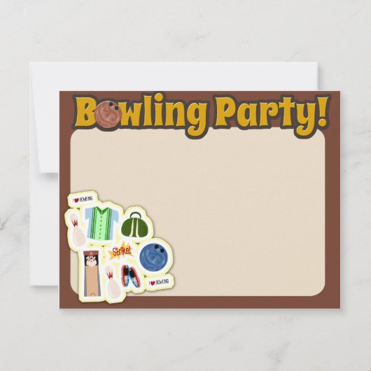 Zo Schattigee Bowling Party Tijd Kaart (Achterkant)