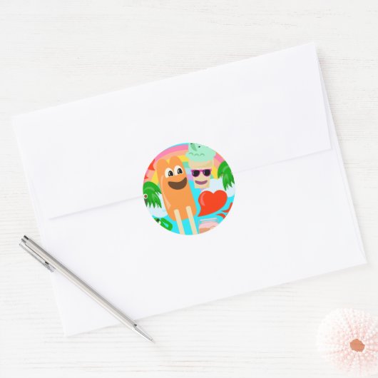 Zo Schattigee zomerliefde! Ronde Sticker (Envelop)