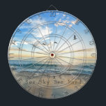 Zo, Sky. Zee. Zand. Beach Scene Dartbord<br><div class="desc">S times 4 (Sx4) staat voor Sun, Sky, Zee, Sand. Als je graag tijd doorbrengt aan de oceaan, hier is een strand met de naam dartboard</div>