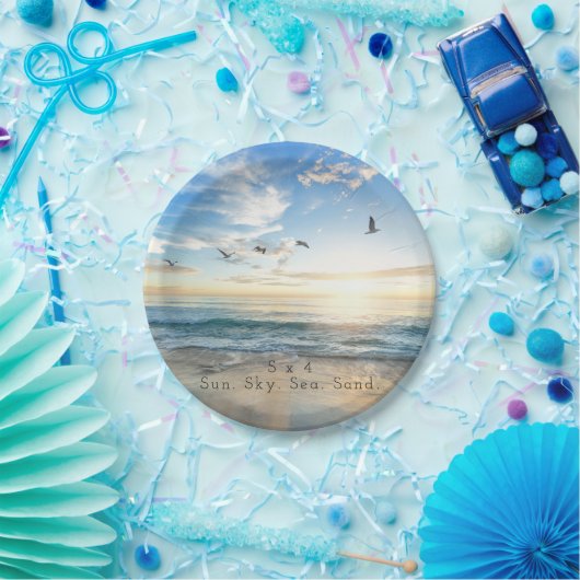Zo, Sky. Zee. Zand. Beach Scene Papieren Bordje (Feest)