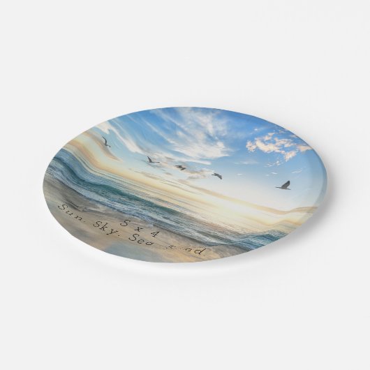 Zo, Sky. Zee. Zand. Beach Scene Papieren Bordje (Gekanteld)