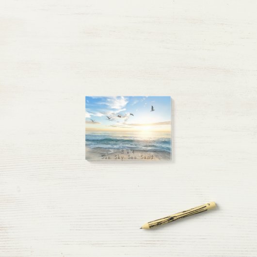 Zo, Sky. Zee. Zand. Beach Scene Post-it® Notes (Op bureau)