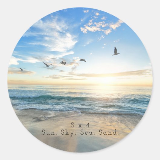 Zo, Sky. Zee. Zand. Beach Scene Ronde Sticker (Voorkant)